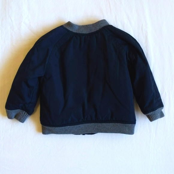 joe fresh padded navy bomber jacket with ribbed trim 6-12 months baby boy - Picture 8 of 8